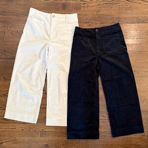 Maeve Anthropologie Colette Corduroy Wide Leg Pants Set of 2 Cream Black Size 30